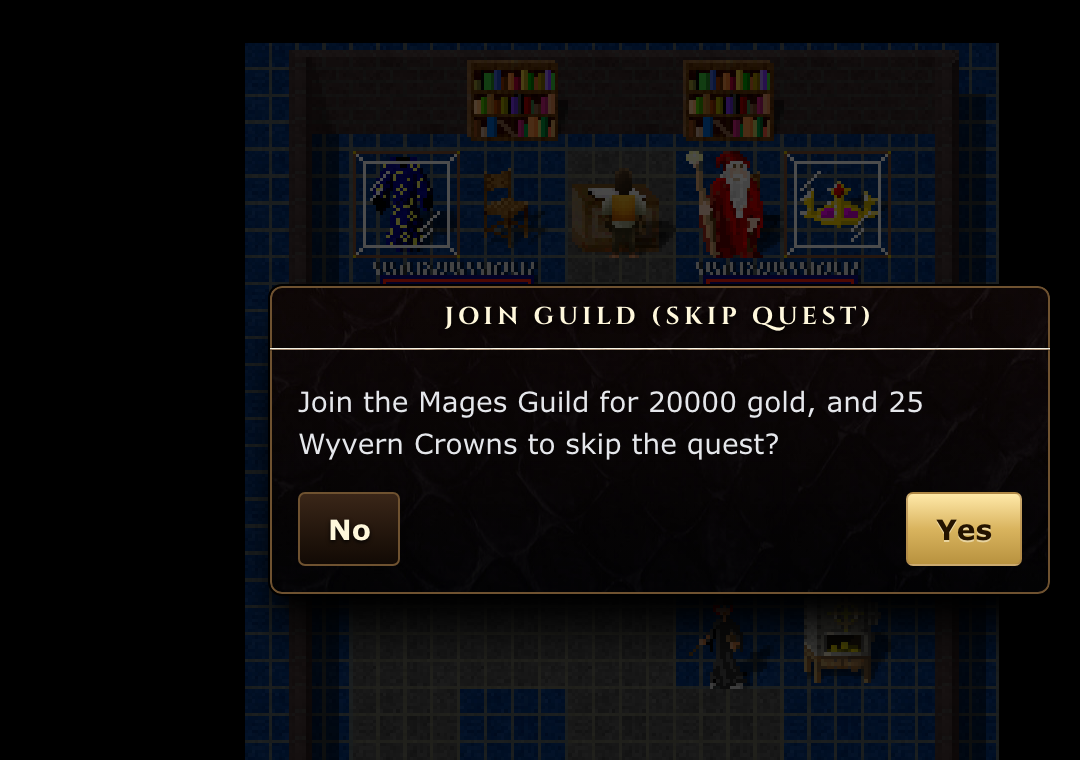 Joining a guild: every hall has a join desk that asks you straight out.